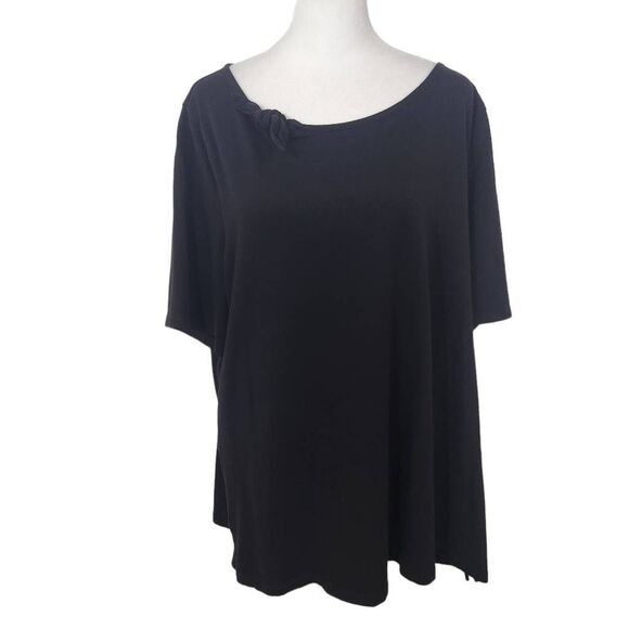 Talbots Black Tee with Knot Detail Size 2X Talbots Black Cotton T-shirt - Picture 1 of 6